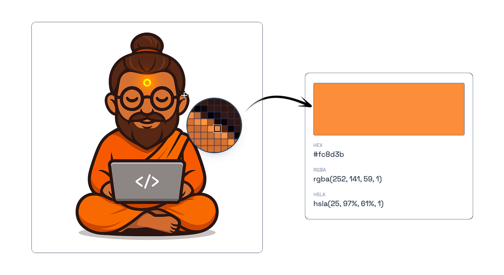 Example of selecting a color from an image using FrontendBaba Image Color Picker