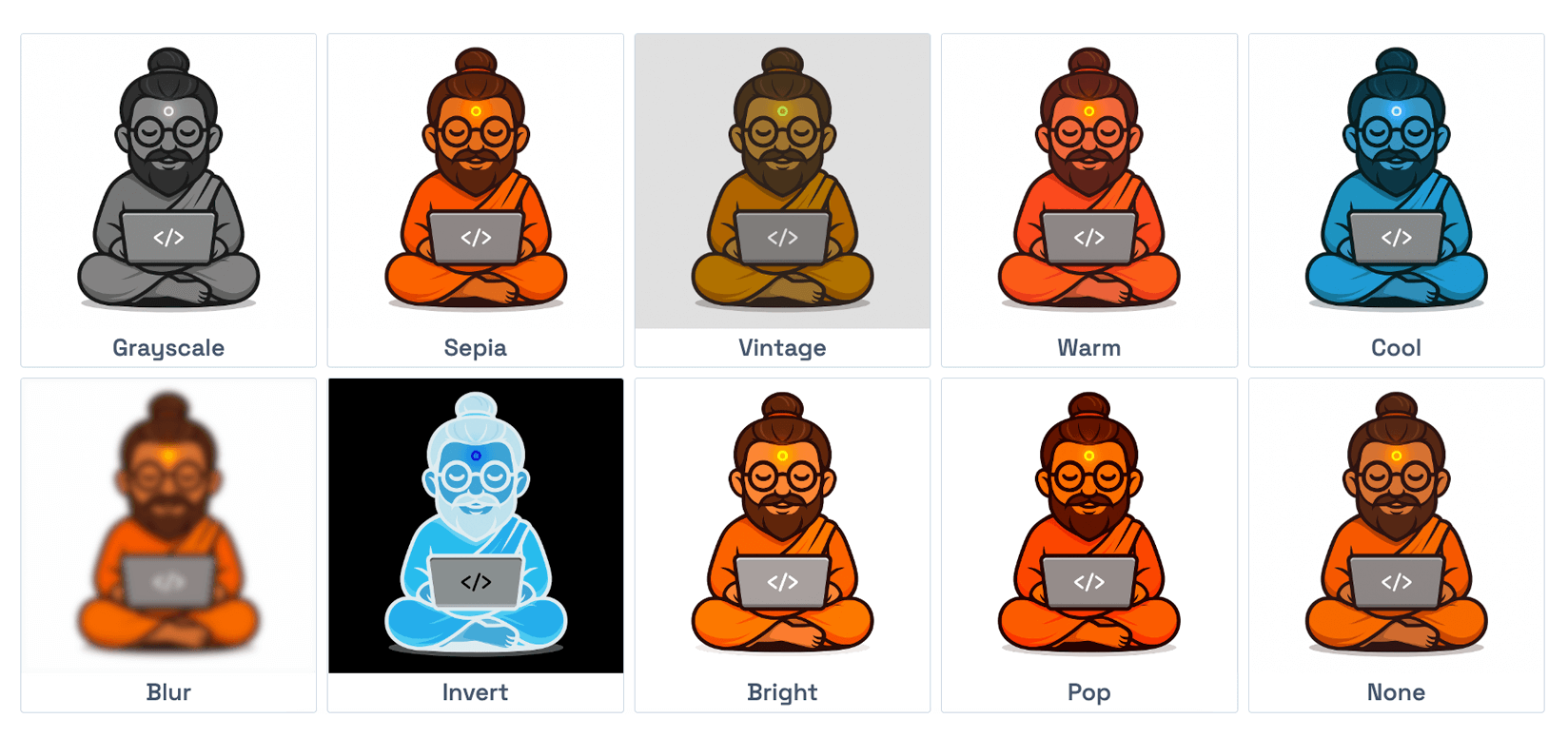 Example image showing before and after applying filters with FrontendBaba Image Filters Tool